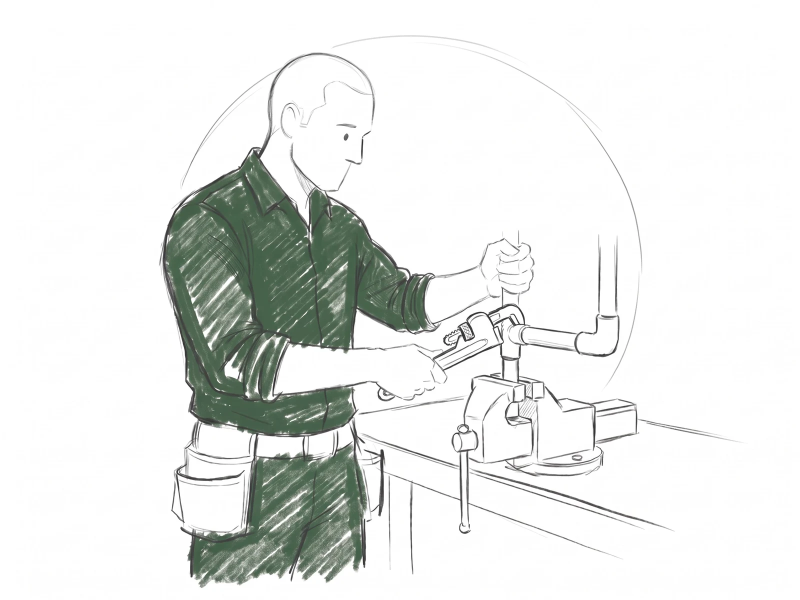 An experienced plumber making a precise adjustment to pipework